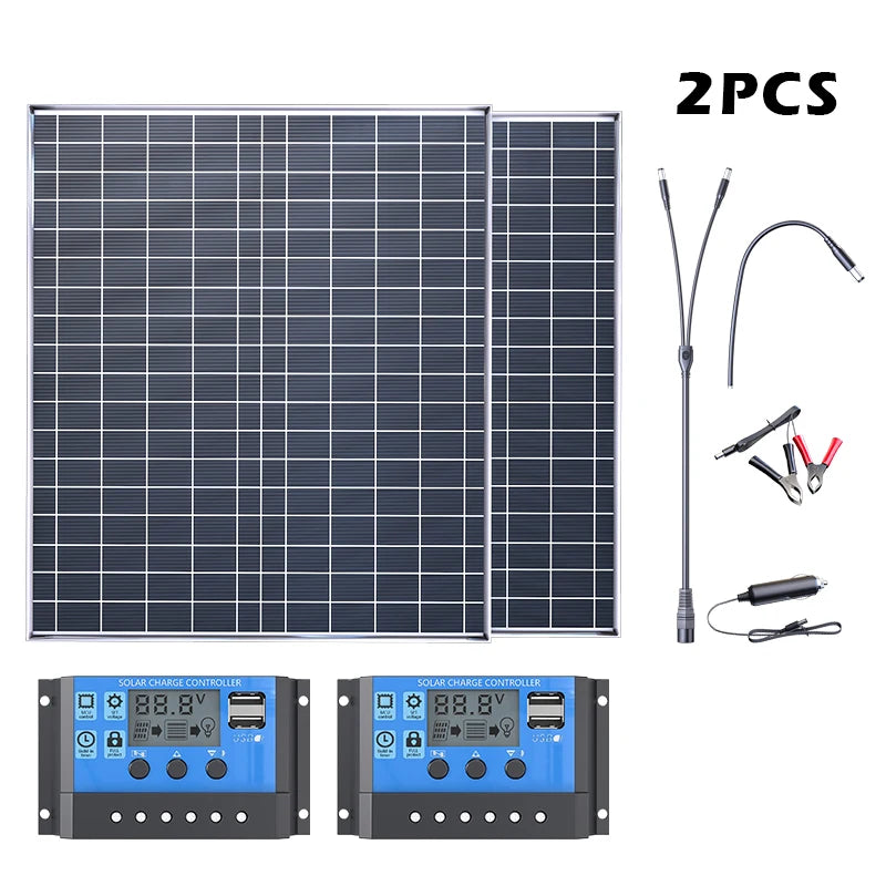 Solar Panel Power Bank Kit
20W/H 100A Controller Solar Plate for Home Camping RV Car