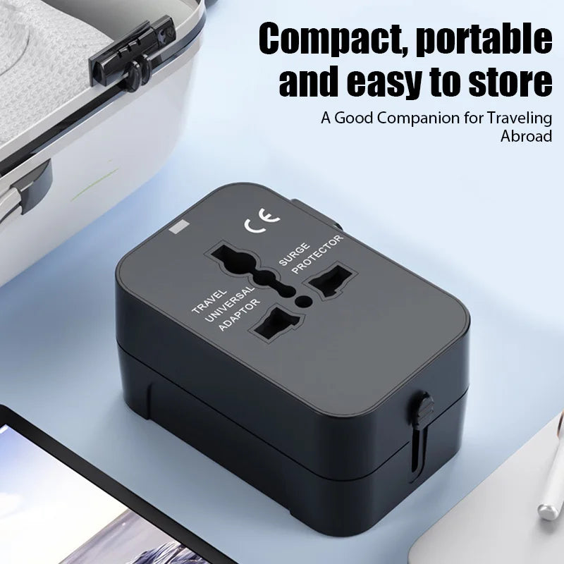 Portable Universal Travel Adapter with 2 USB Ports 2.1A Fast Charger EU/UK/USA/AUS Plug for Travel