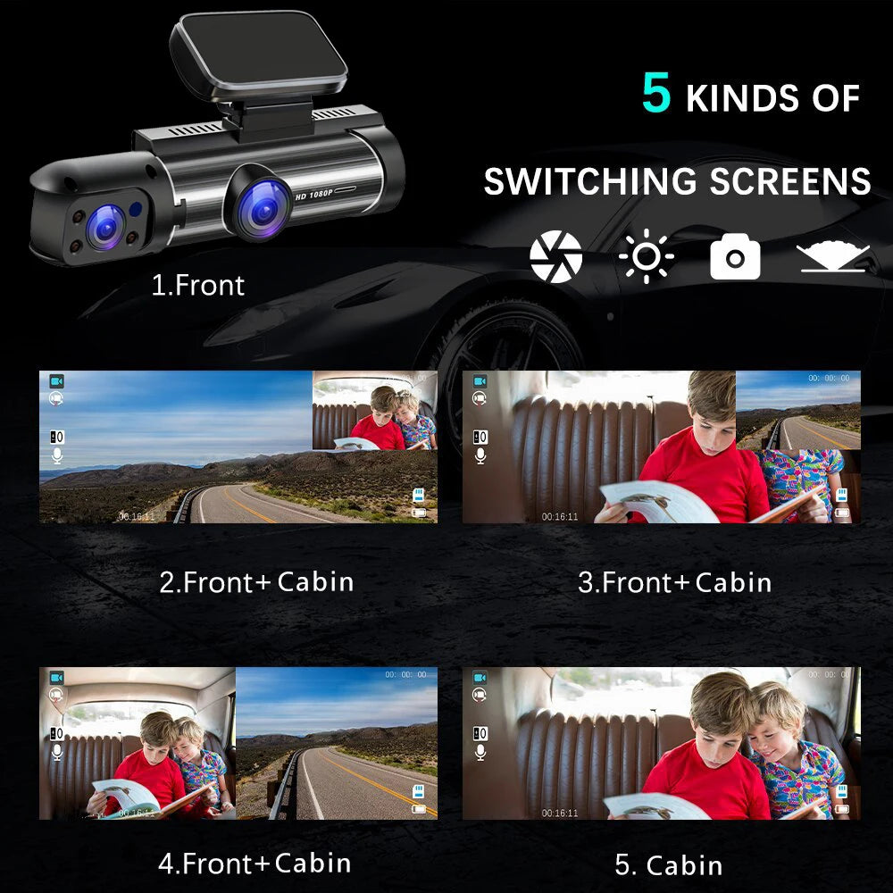 Dual Lens Car Dash Camera Cabin Dashcam Vehicle Video Dash Cam Drive Recorder Mini Dvrs Black Box