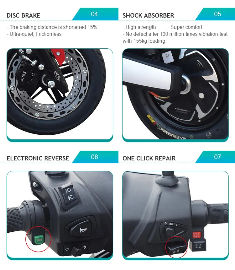 Indian Market Disc Brake 1000W Electric Scooters For Adults Electric Motorcycles Two Wheel Electric Scooter With Seat