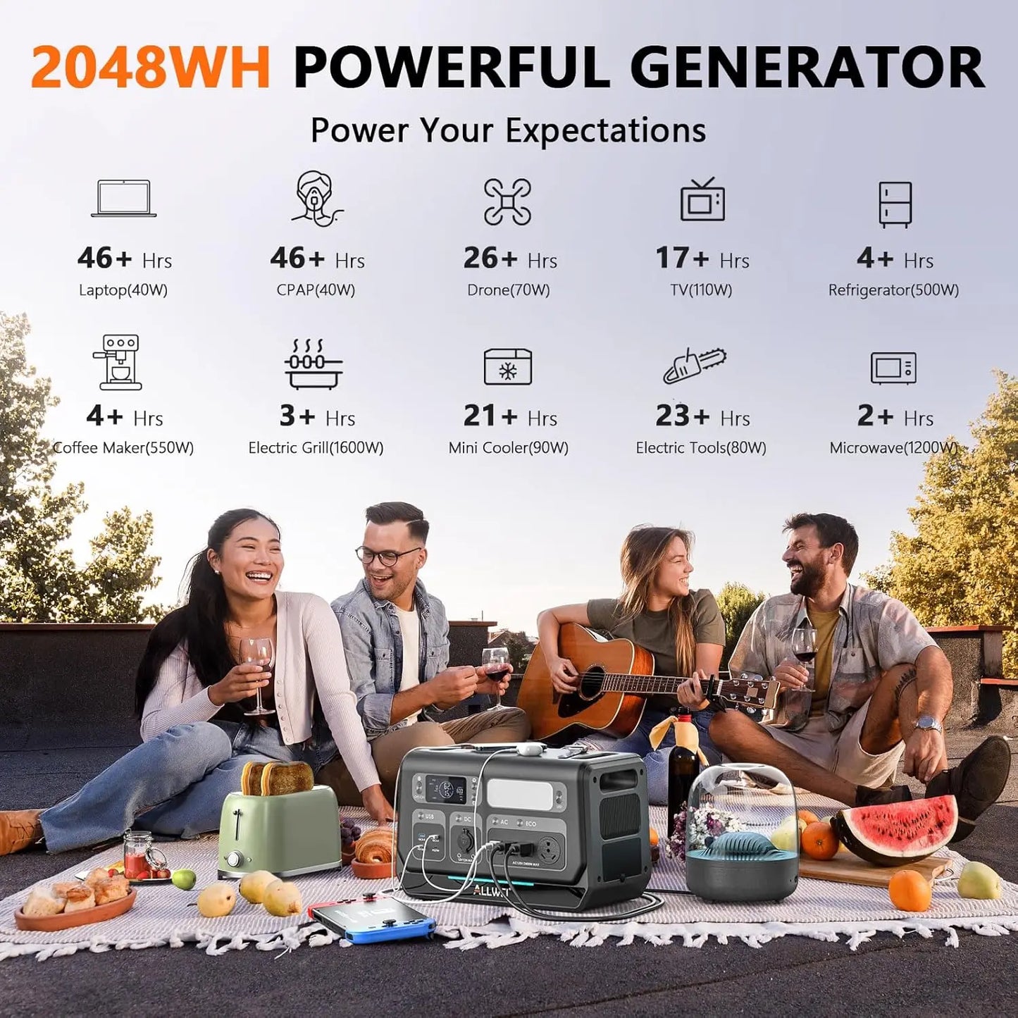 Portable Power Station, Solar Generator with UPS Full Charge in 1.5Hrs