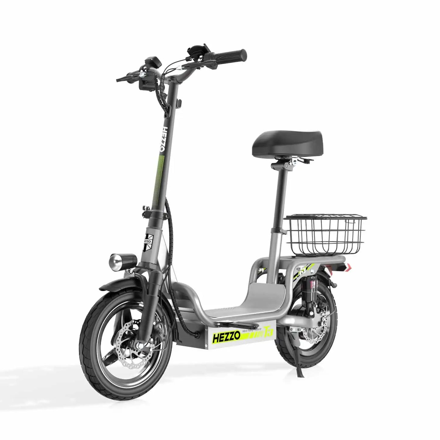 Multi-Shock Absorption Adult Electric Bicycle 48V 500W Carbon Steel 14"Road tires With Basket