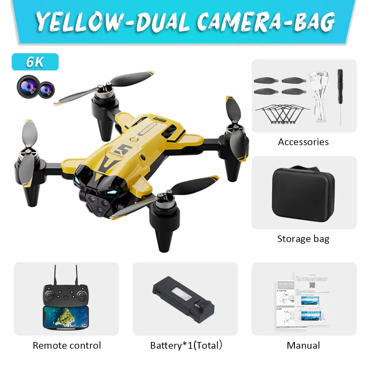 New M5 Max Drone 8K Professional 4K HD Camera Wide Angle Optical RC Quadcopter