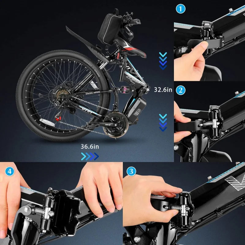 Adults 750W Peak Folding Mountain Bike 26'' Commuter Adult Electric Bike