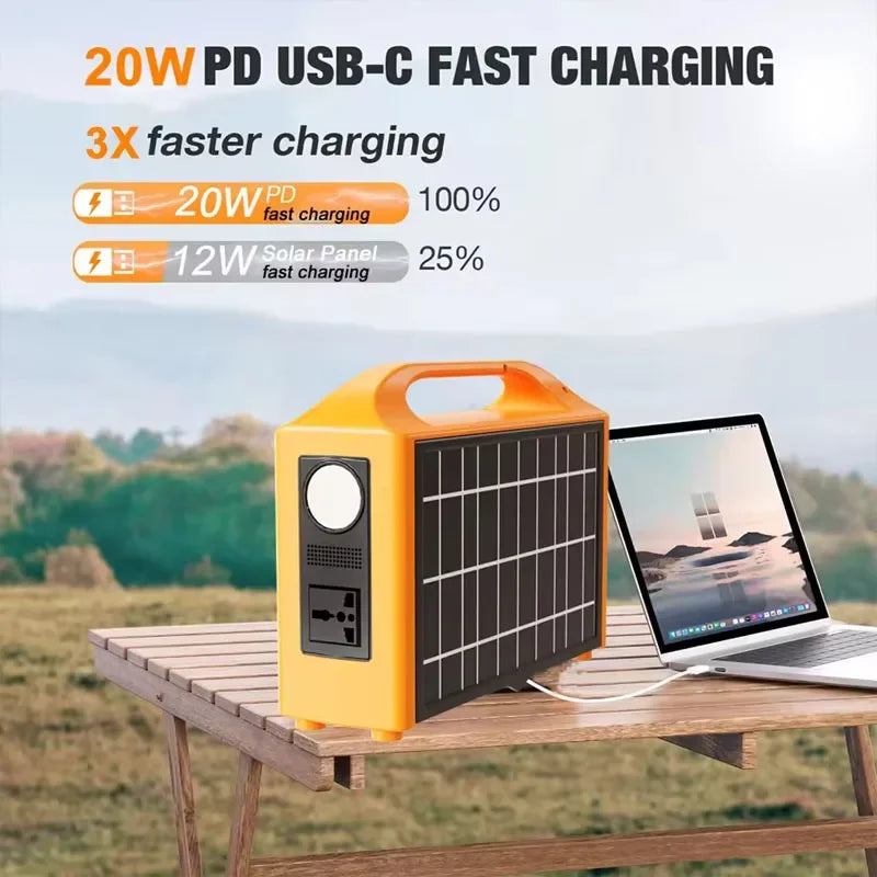 100W Power Station 220V 110V Power Supply Solar Generator Portable Power Bank LiFePo4 Battery With Solar Panel Outdoor Camping