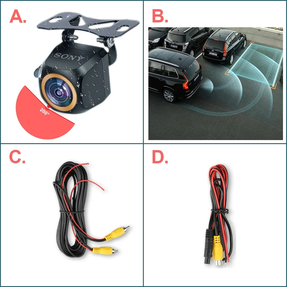Car Rear View Camera 200° Fisheye Golden Lens Full HD Night Vision Vehicle back Car reversing Front Camera