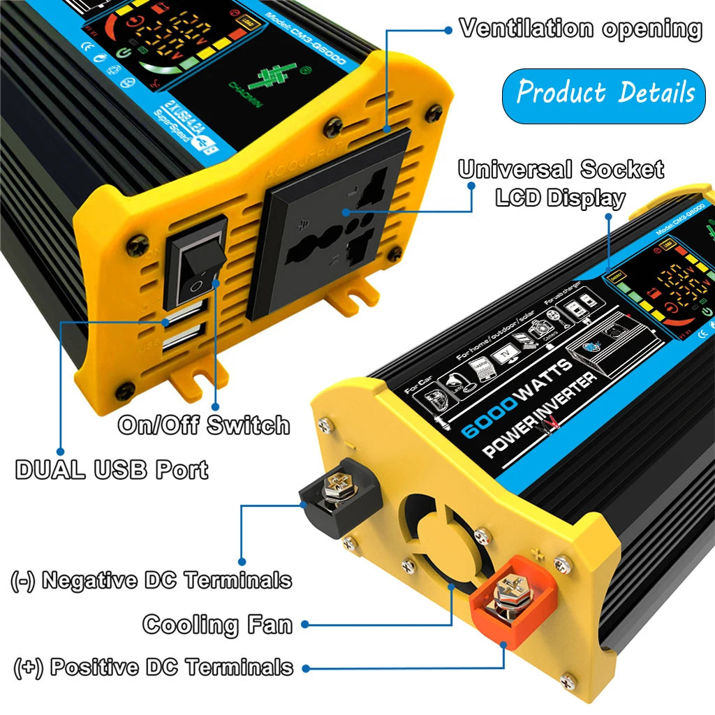 Inverter 6000W Solar Panel 2*300W 12V Portable Solar Generator Power Bank