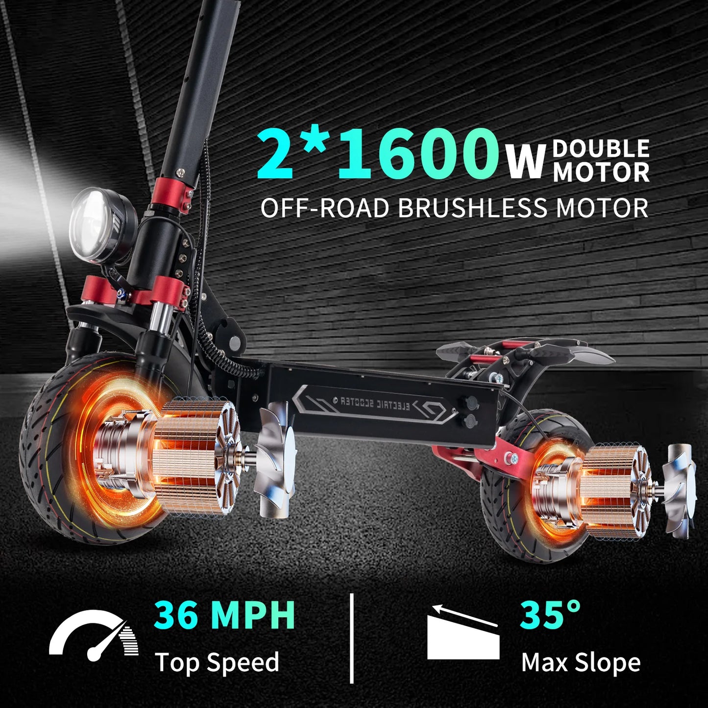 3200W Electric Scooter With Seat 52V 28AH 36MPH Folding EScooter For Adult 90-110KM Range 10'' Vacuum Tires EScooter With APP