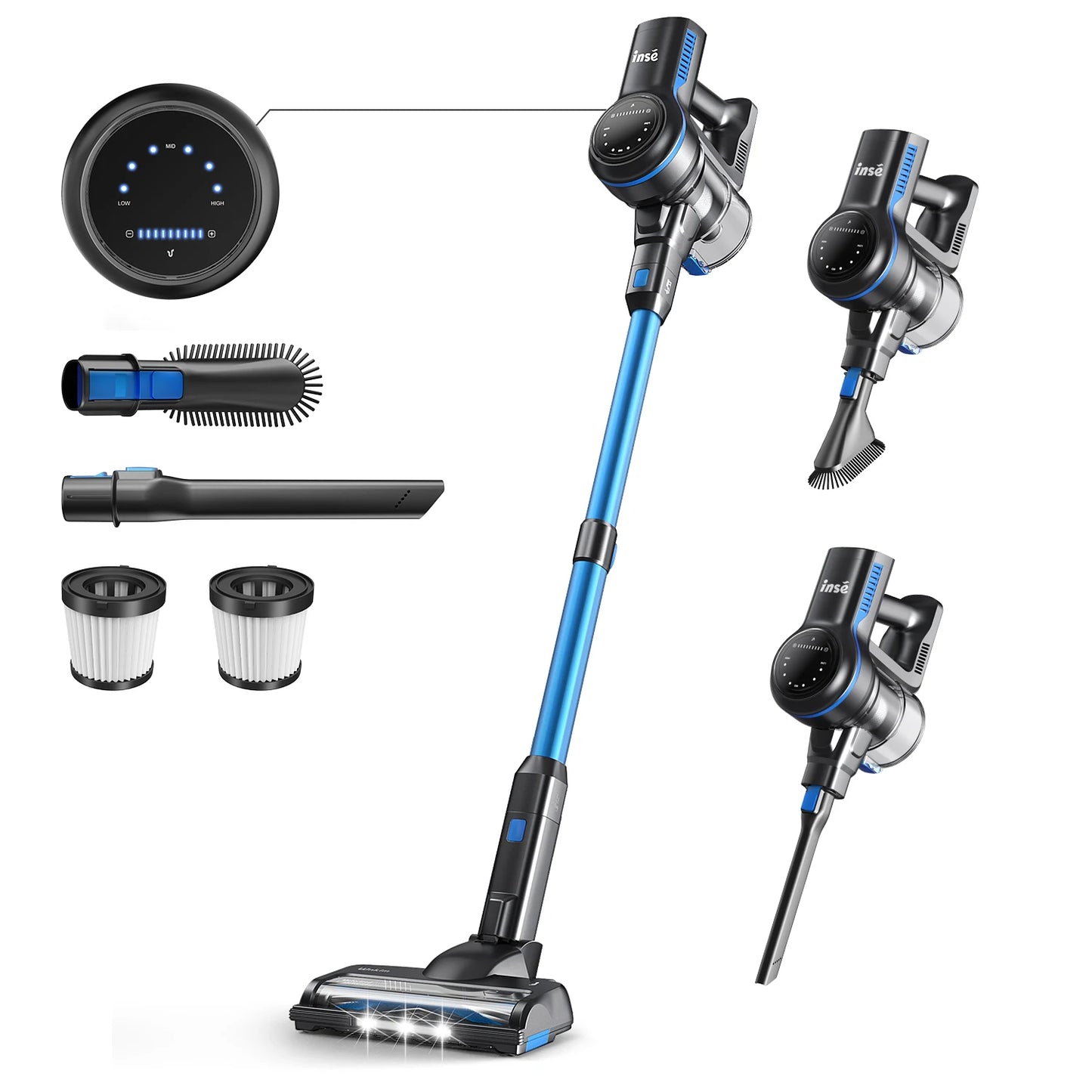 INSE S7P Cordless Vacuum Cleaner, Rechargeable 2500mAh Battery, Clog Remind, Versatile Vacuum Cleaner for Home Pet Hair