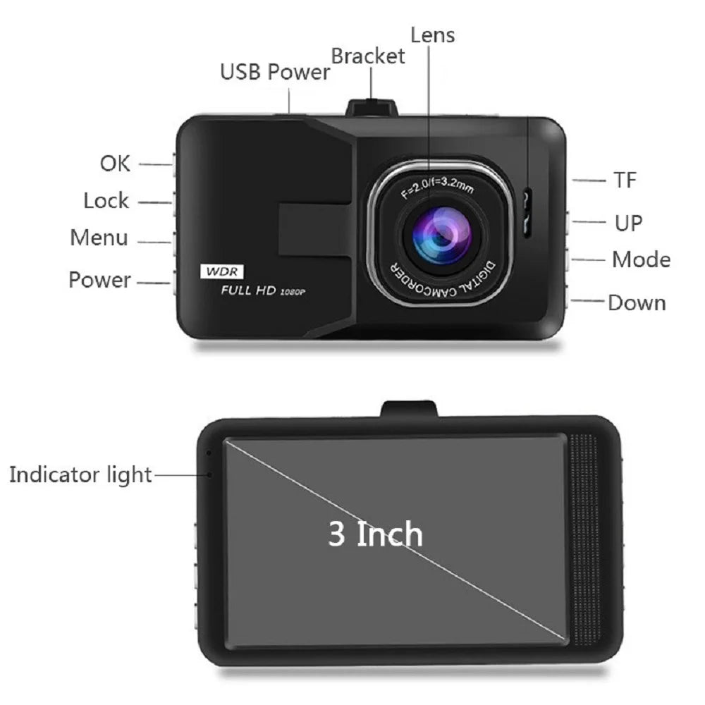 G-sensor Dual-Channel Dash camera Vehicle Video Recorder Night Vision Car Camera Dashcam DVR Rear