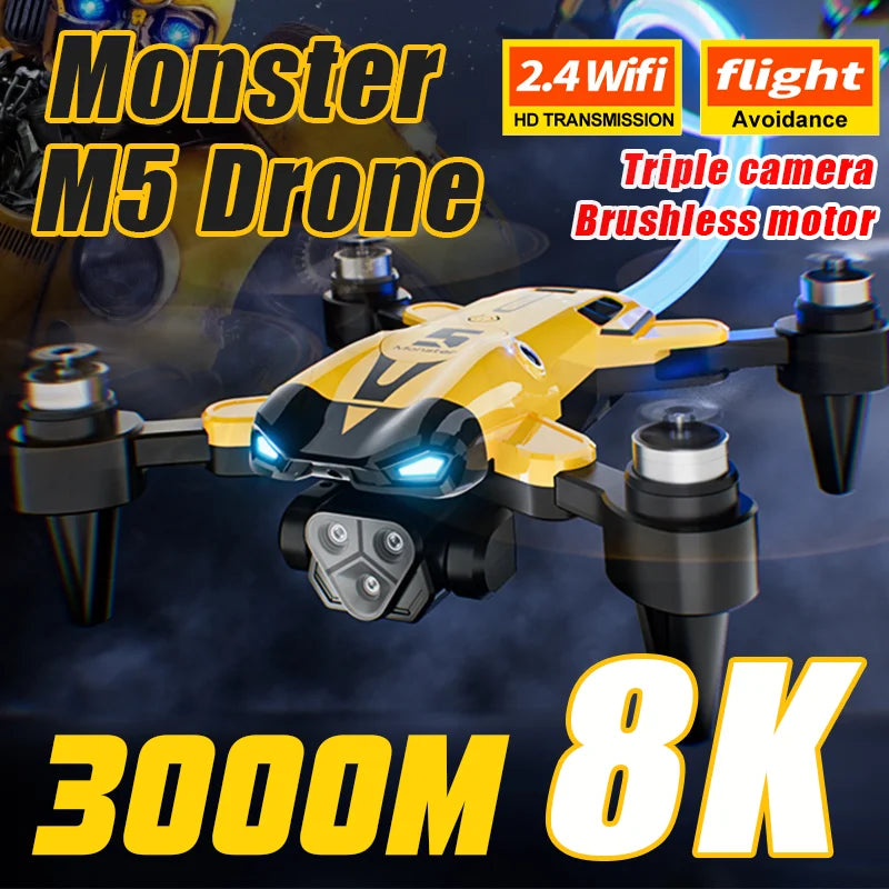 New M5 Max Drone 8K Professional 4K HD Camera Wide Angle Optical RC Quadcopter
