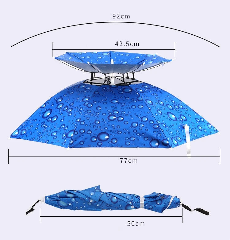 Portable Rain Umbrella Uv Protection Head Umbrella Hat Foldable Outdoor Travel Fishing Sunshade Waterproof Camping Cap Headwear