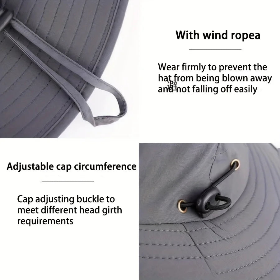 Summer Sun Hats UV Protection Outdoor Hunting Fishing Cap For Men Women Hiking Camping Visor Bucket Hat Neck Flap Fisherman Hat