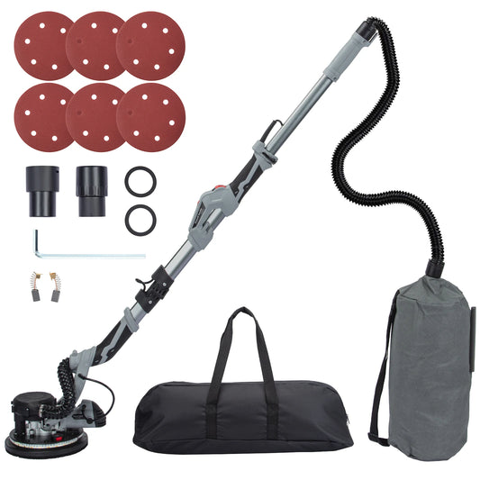 800W Electric Drywall Sander with Vacuum Dust, 6.5A Popcorn Ceiling Removal Tool Variable Speed 800-1800RPM With LED Light