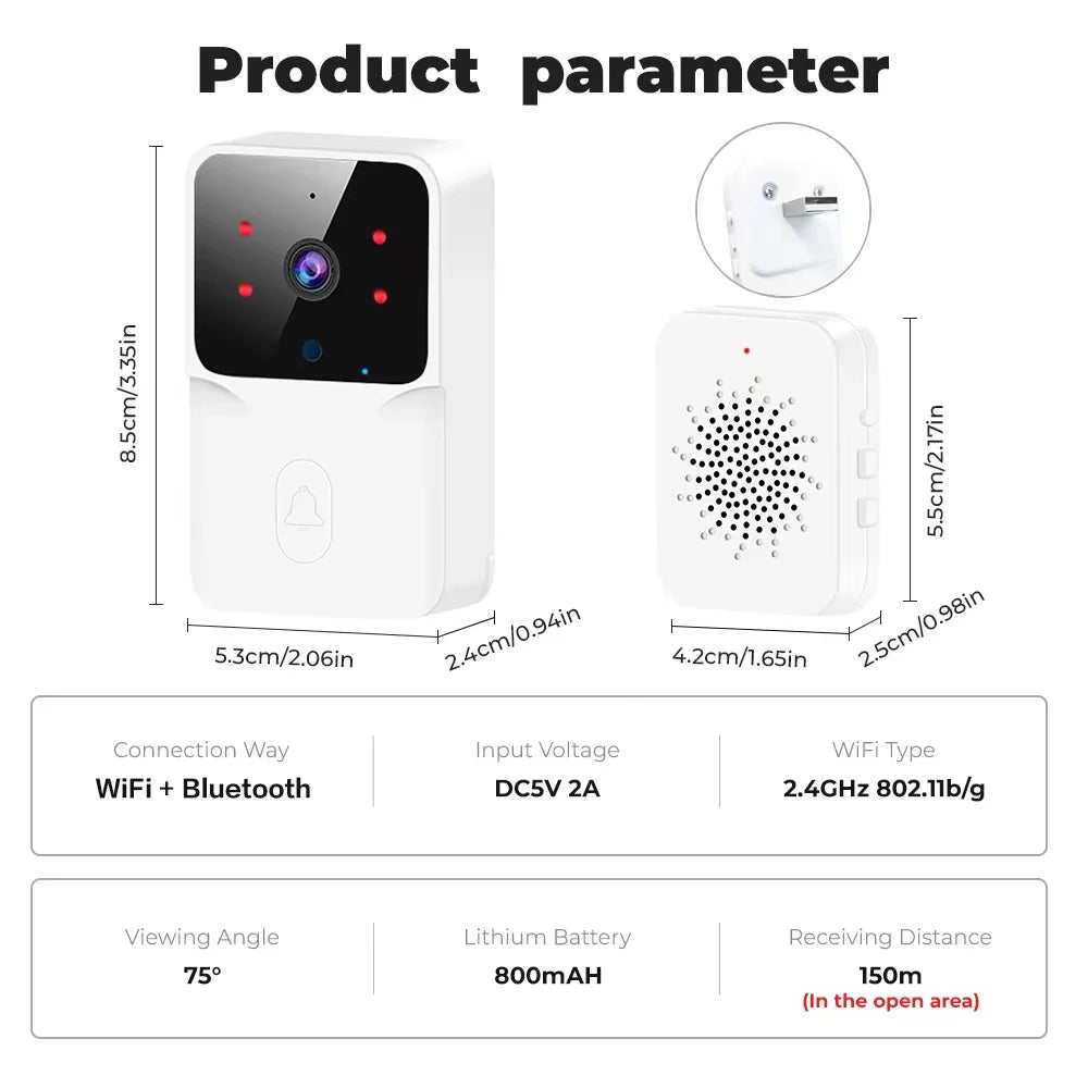 WiFi Video Doorbell Wireless Phone  IR Night Vision Doorbell Smart Home Security Door Bell