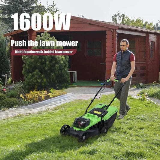Cordless Lawn Mower, 1600W 3600Rpm Electric Mower with Adjustable Height | Self-Propelled Push Mower for Easy Yard Work