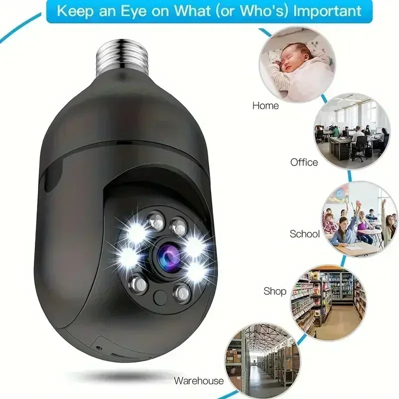 Bulb Camera 4X Digital Zoom AI Human Motion Detect Full Color Night Vision Surveillance Camera
