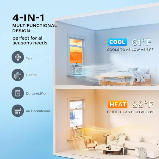 8000 BTU Window Air Conditioner with Heat, with APP & Voice Smart Control, Timer Function