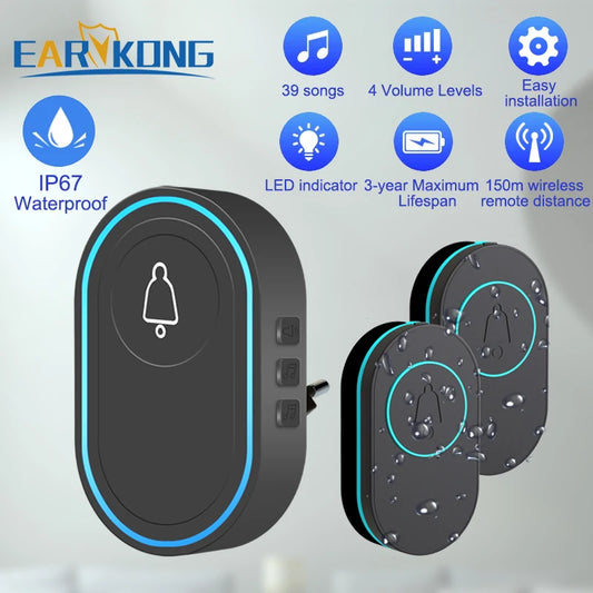 Intelligent Wireless Doorbell Home Welcome Doorbell Waterproof 300m Remote Smart Door Bell Chime