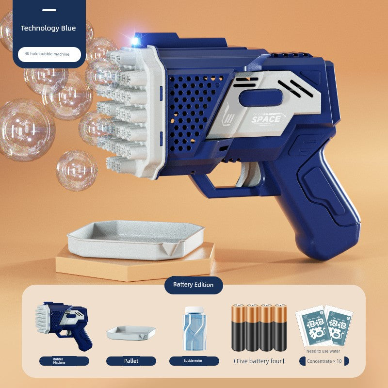 2025 New Arrival Bubble Machine Male Baby Automatic Lighting Gatling Toy Girl 105 Hole Handheld Bazooka