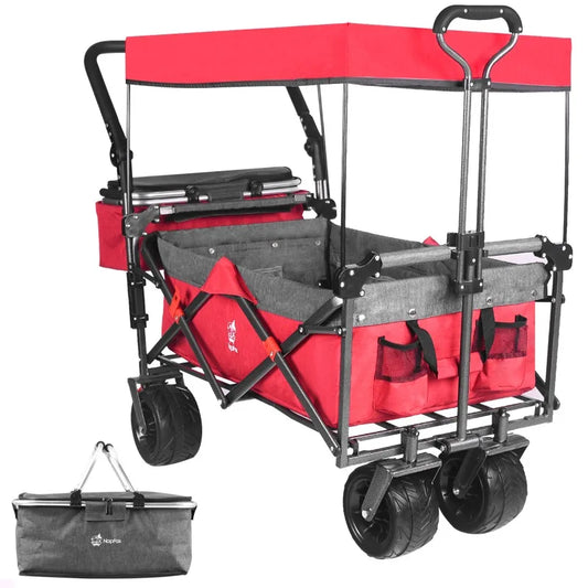 Collapsible Wagon Heavy Duty Folding Wagon Cart with Removable