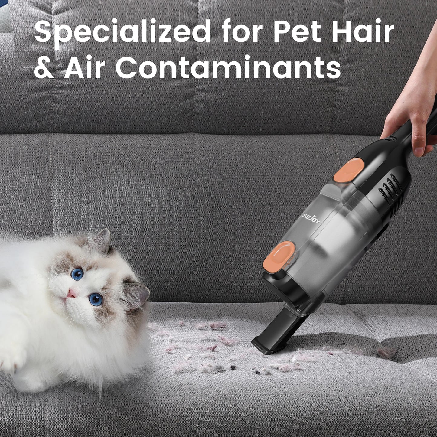 Sejoy Corded Vacuum Cleaners 15Kpa Powerful Suction 600W Motor 2 in 1 Stick Handheld