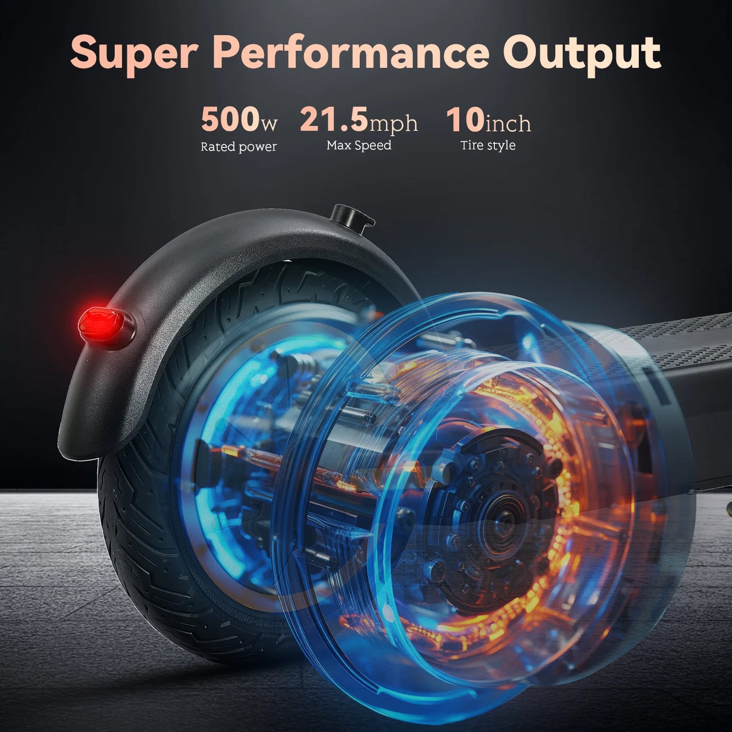 Electric Scooter 36v 15.6Ah 500W 21.8Mph Powerful 10 inch Maximum 37.5MILES Long Distance