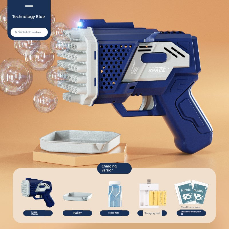 2025 New Arrival Bubble Machine Male Baby Automatic Lighting Gatling Toy Girl 105 Hole Handheld Bazooka