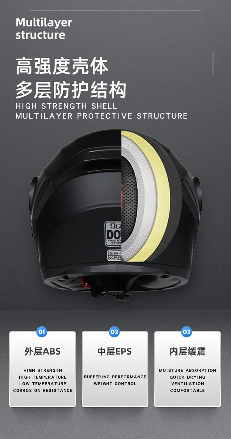 ORZ-161 Modular Filp up Motorcycle Helmet Full Face Racing Helmet Dual Visors DOT Approved motosiklet kaskı