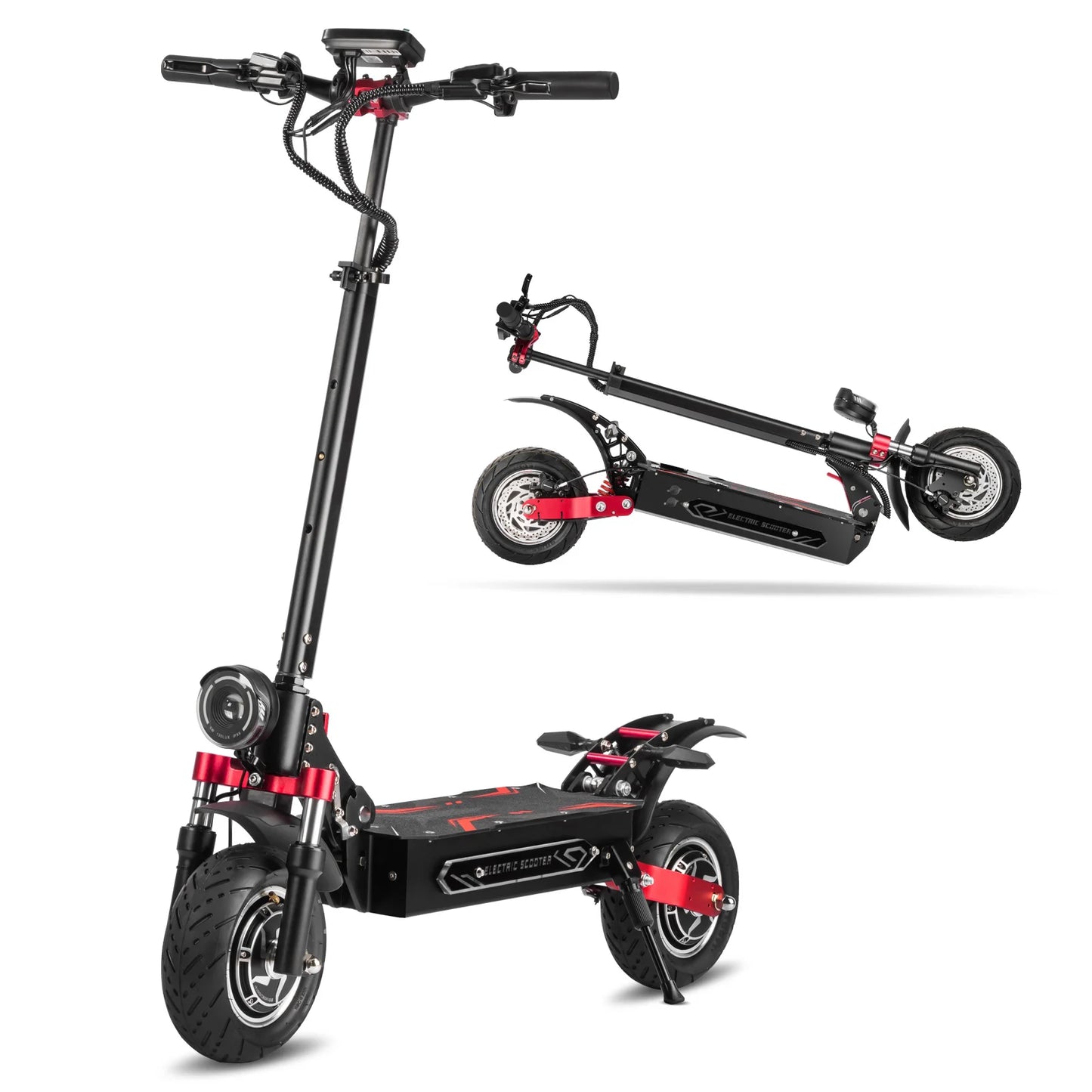 3200W Electric Scooter With Seat 52V 28AH 36MPH Folding EScooter For Adult 90-110KM Range 10'' Vacuum Tires EScooter With APP