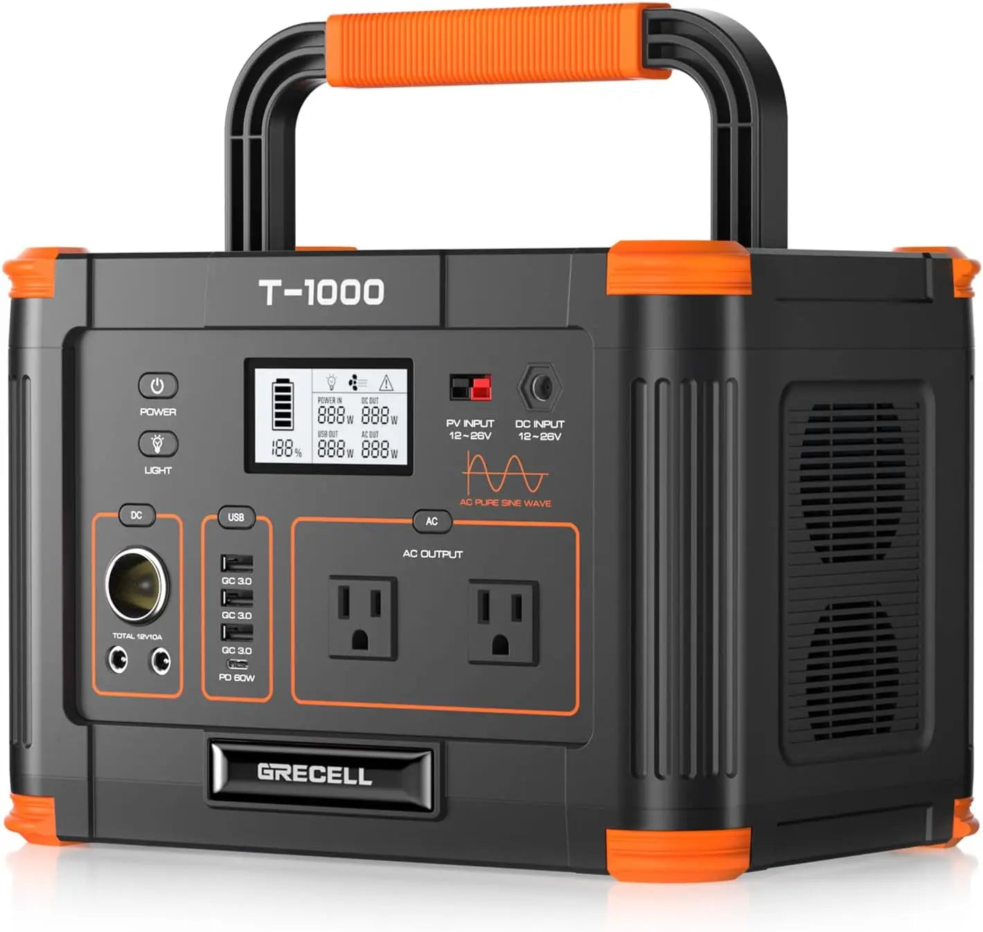 Portable Power Station 2400W, 1843Wh Solar Generator UPS Household Battery Backup Power Supply, with 4 2400W AC Power Sockets