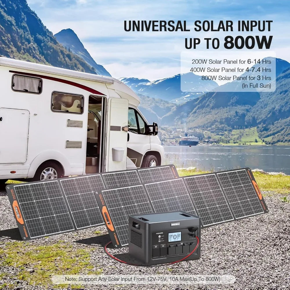 Portable Power Station 2400W, 1843Wh Solar Generator UPS Household Battery Backup Power Supply, with 4 2400W AC Power Sockets