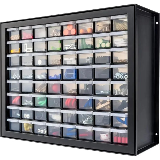 64 Drawer Parts Cabinet, Plastic Drawer Storage for Hardware Crafts USA Screw Organizer, Hardware Storage Organizer,new
