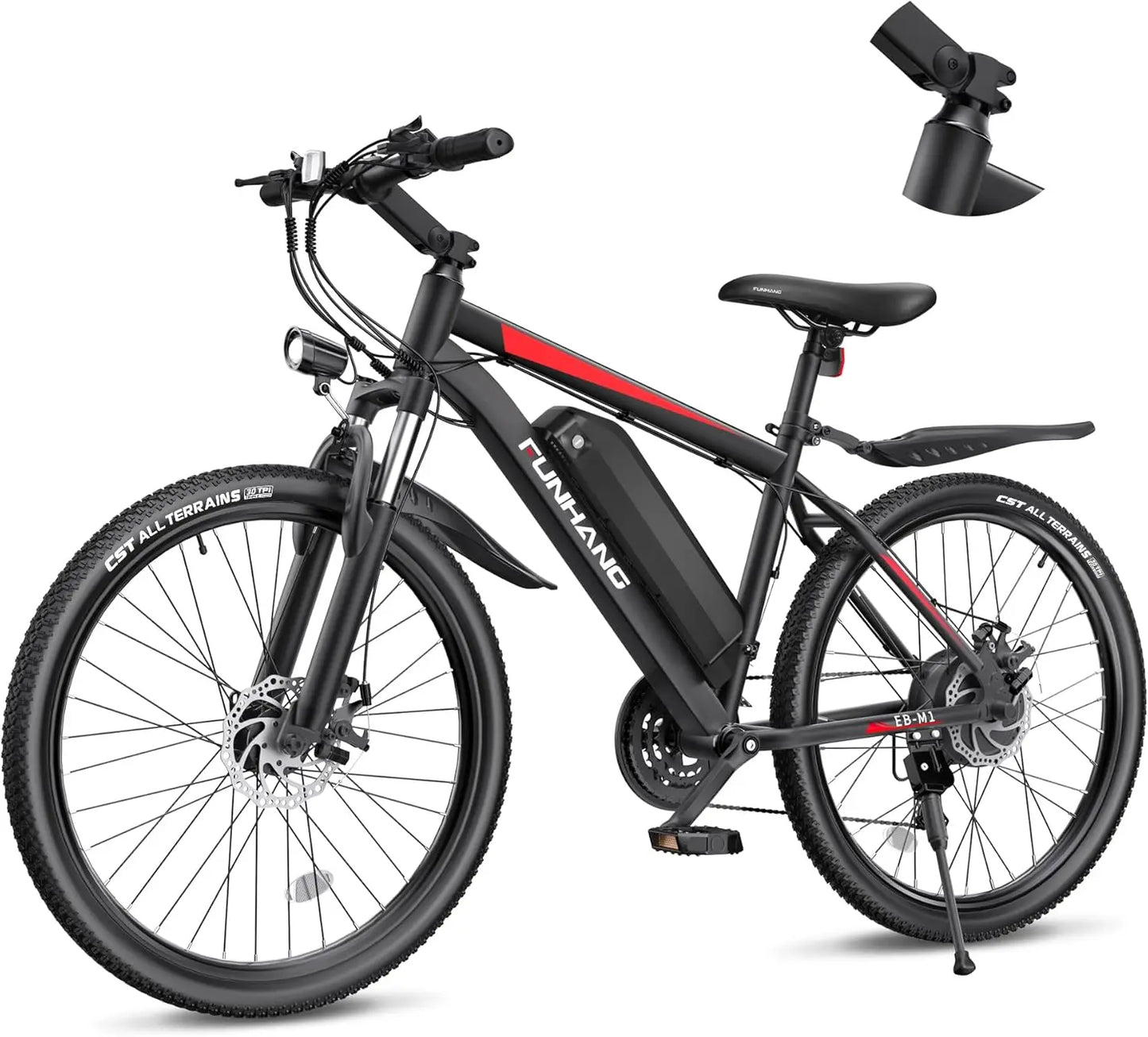 Electric Bike for Adults, 26'' 1000W Peak Up to 50 Miles 21.7MPH with 48V 374.4WH Removable Battery