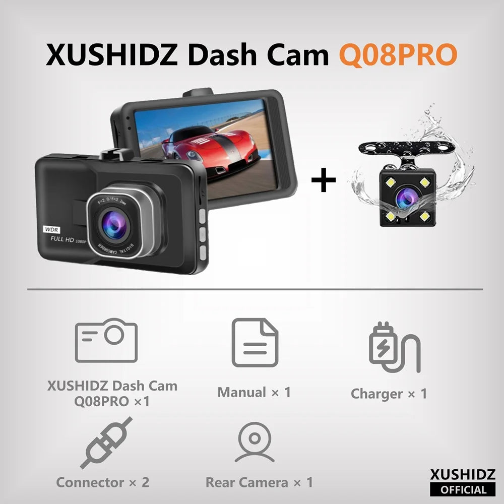 G-sensor Dual-Channel Dash camera Vehicle Video Recorder Night Vision Car Camera Dashcam DVR Rear