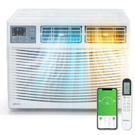8000 BTU Window Air Conditioner with Heat, with APP & Voice Smart Control, Timer Function