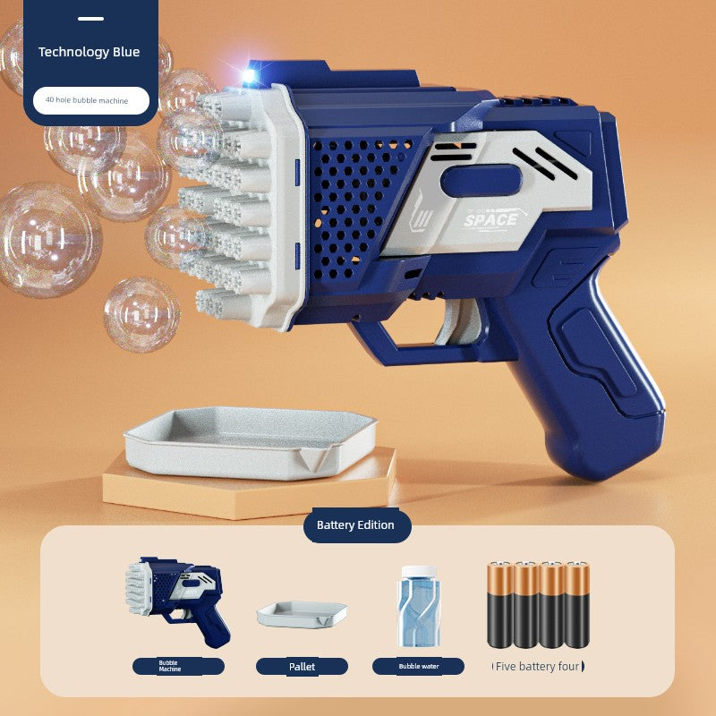 2025 New Arrival Bubble Machine Male Baby Automatic Lighting Gatling Toy Girl 105 Hole Handheld Bazooka