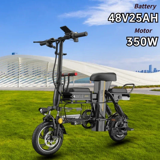 Electric motorcycle 350W48V25AH lithium battery foldable electric scooter Urban mobility parent-child electric bicycle