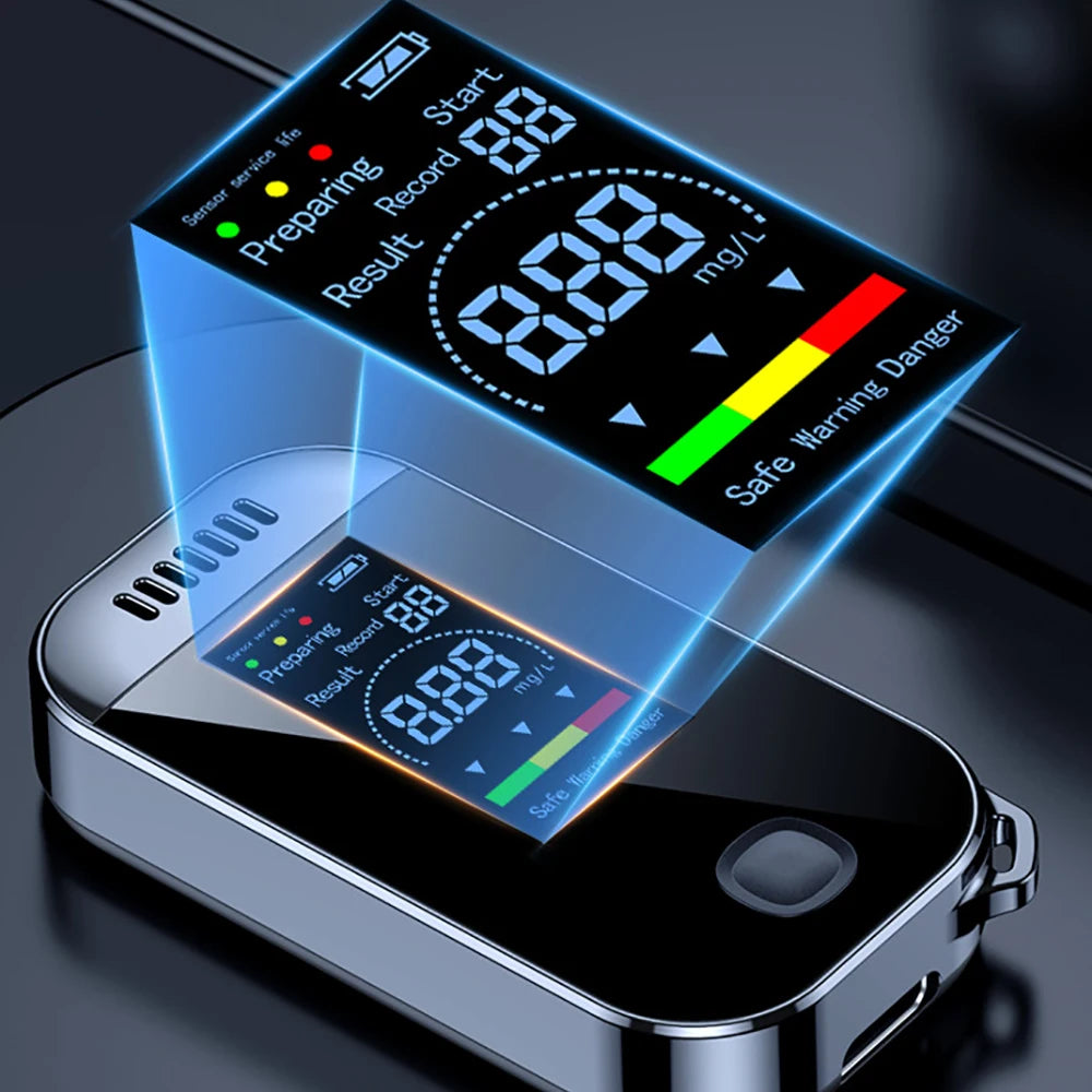 NEW Digital Breath Alcohol Tester Professional Breathalyzer With LCD Display USB Rechargeable Electronic Alcohol Tester Keychain