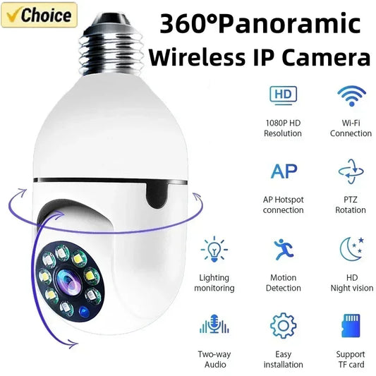 Bulb Camera 4X Digital Zoom AI Human Motion Detect Full Color Night Vision Surveillance Camera