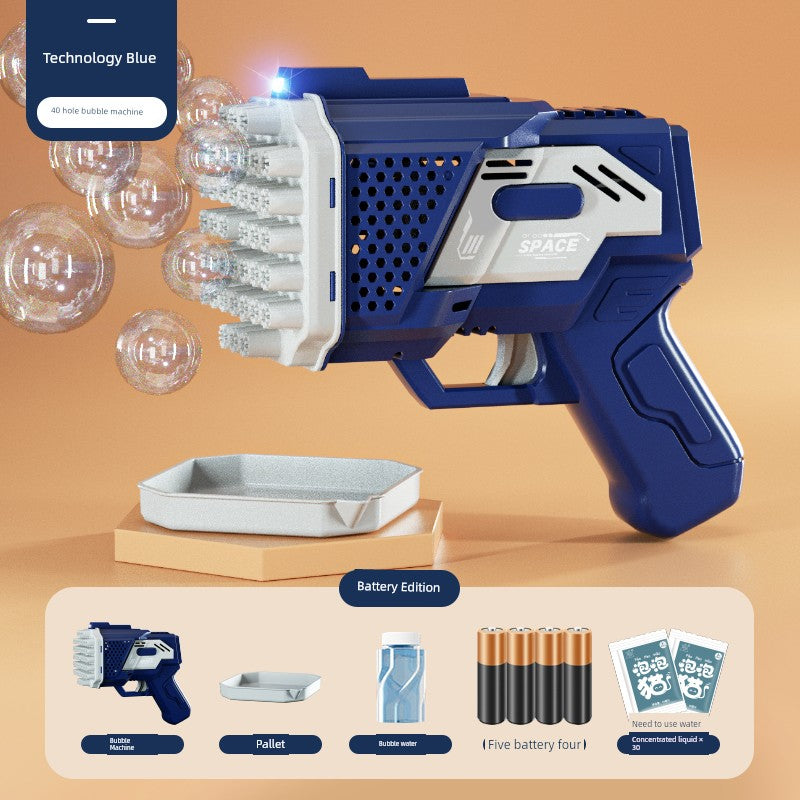 2025 New Arrival Bubble Machine Male Baby Automatic Lighting Gatling Toy Girl 105 Hole Handheld Bazooka