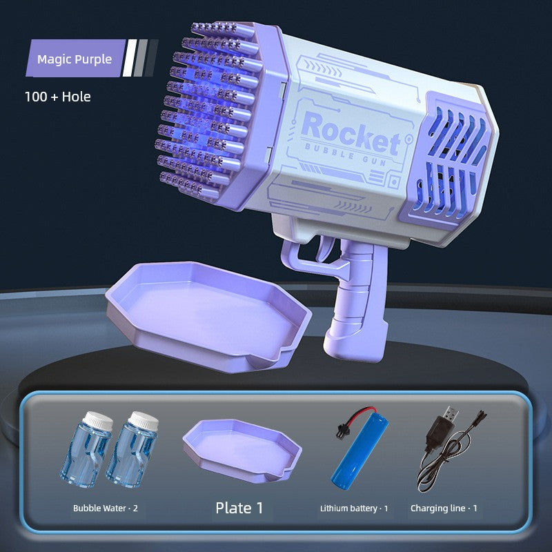 2025 New Arrival Bubble Machine Male Baby Automatic Lighting Gatling Toy Girl 105 Hole Handheld Bazooka