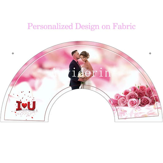 100Pcs Personalized Bamboo Folding Fans Print on Fabric for Promotion Art Activity Custom Fan for Wedding Anniverisity Party