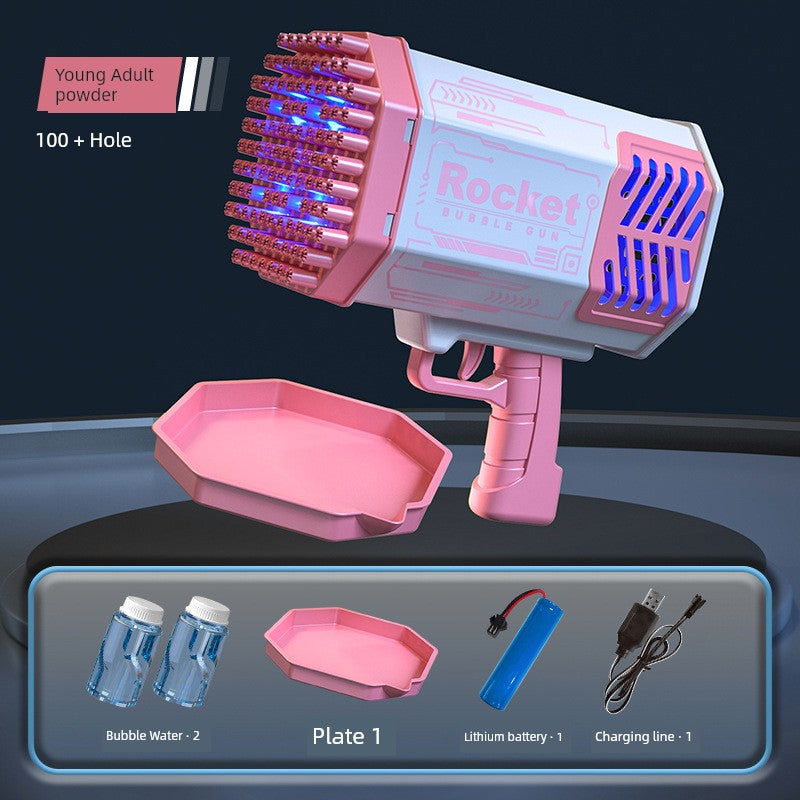 2025 New Arrival Bubble Machine Male Baby Automatic Lighting Gatling Toy Girl 105 Hole Handheld Bazooka