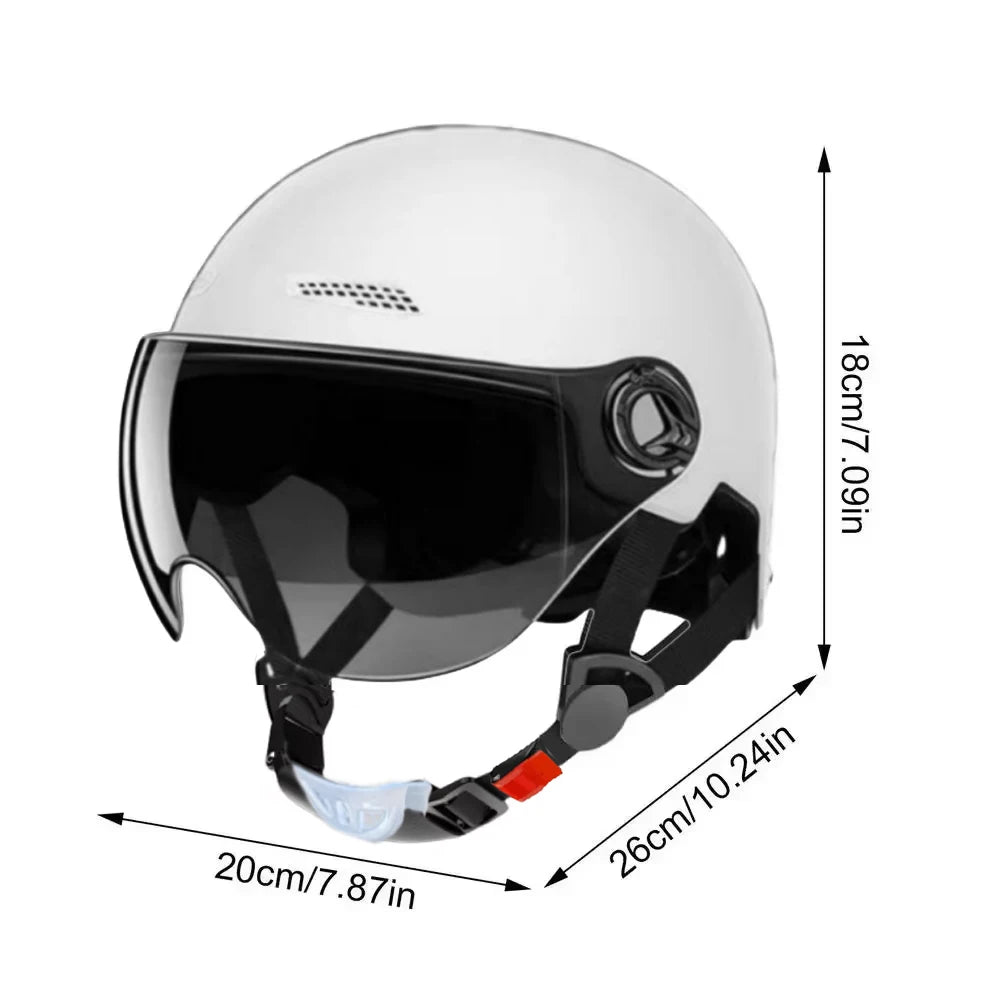 Electric Motorcycle Helmet Motor Car Scooter Bike Men Woman Open Face Half Helmet Anti-UV Safety Hat Bicycle Cap with Goggles