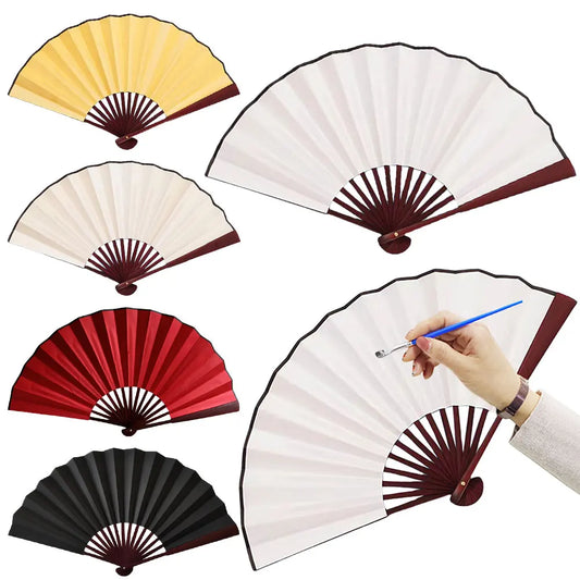 10 Inch Folding Fan Antiquity DIY Painting Fan Blank Handheld Fan Chinese for Home Dancing Party Wedding Decoration
