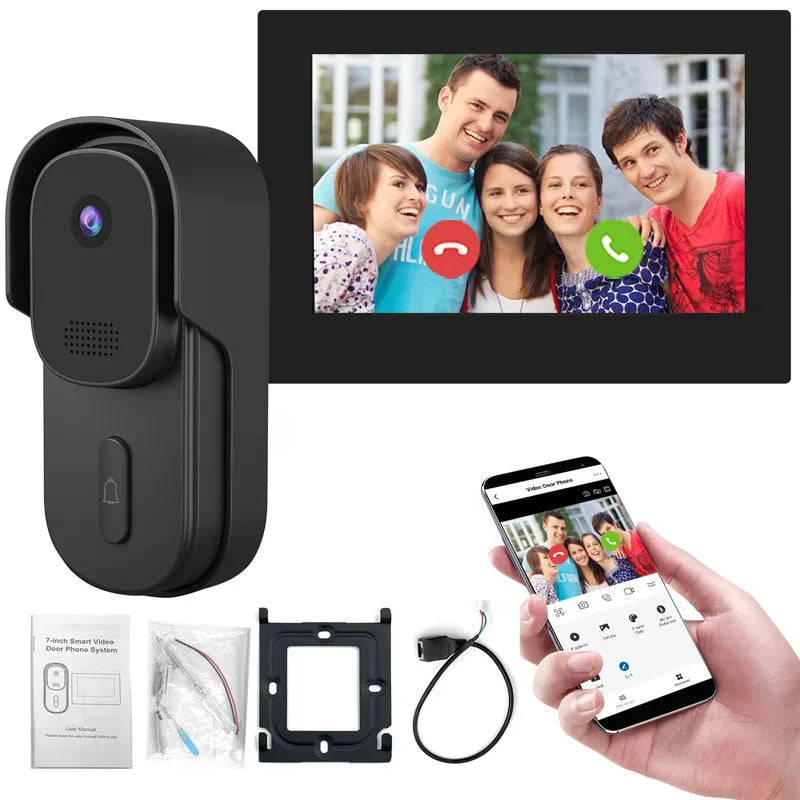 7Inch IPS Screen 1V2 Tuya Remote Control WIFI Door Phone Intercom Visual Doorbell 120Degree Home Security Door Viewer