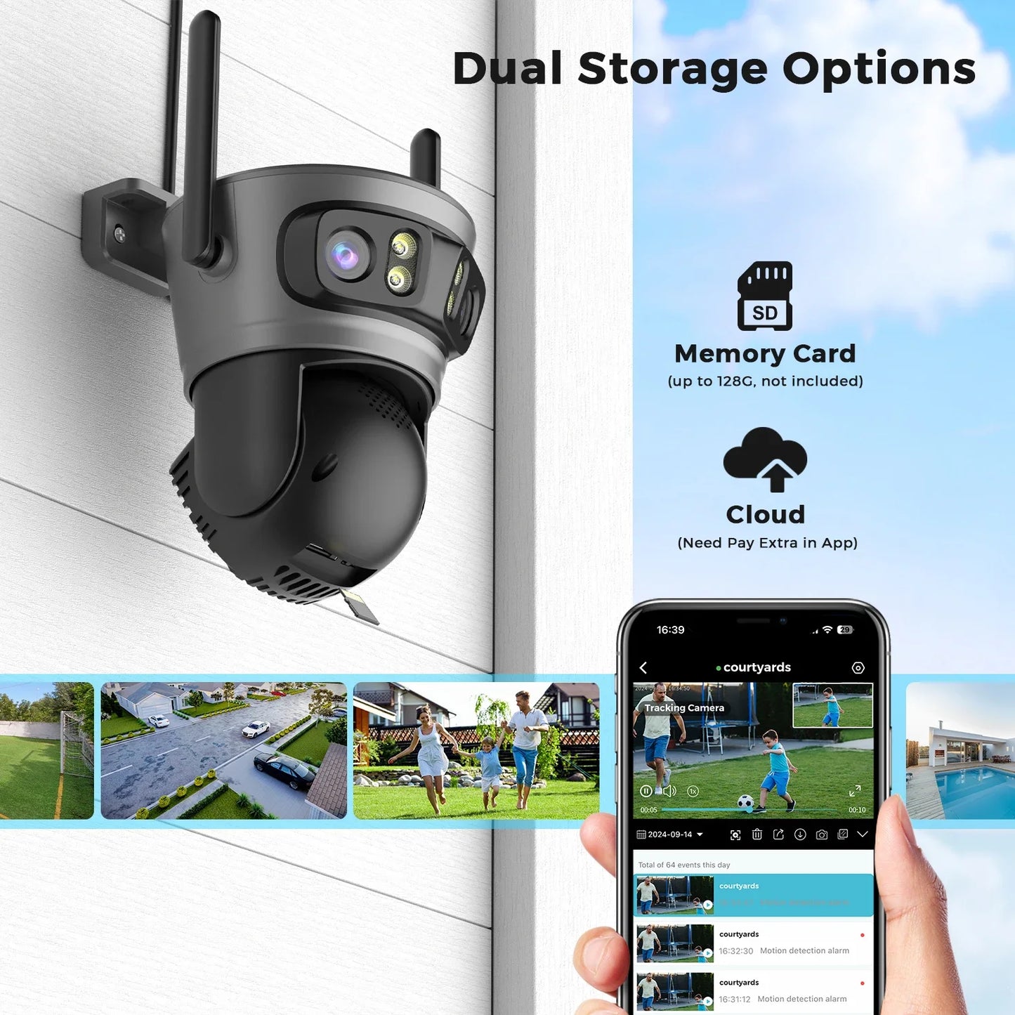 8K Three Lens Three Screens PTZ  Camera Outdoor HD 5G Wifi Security Camera Ai Human Detection
