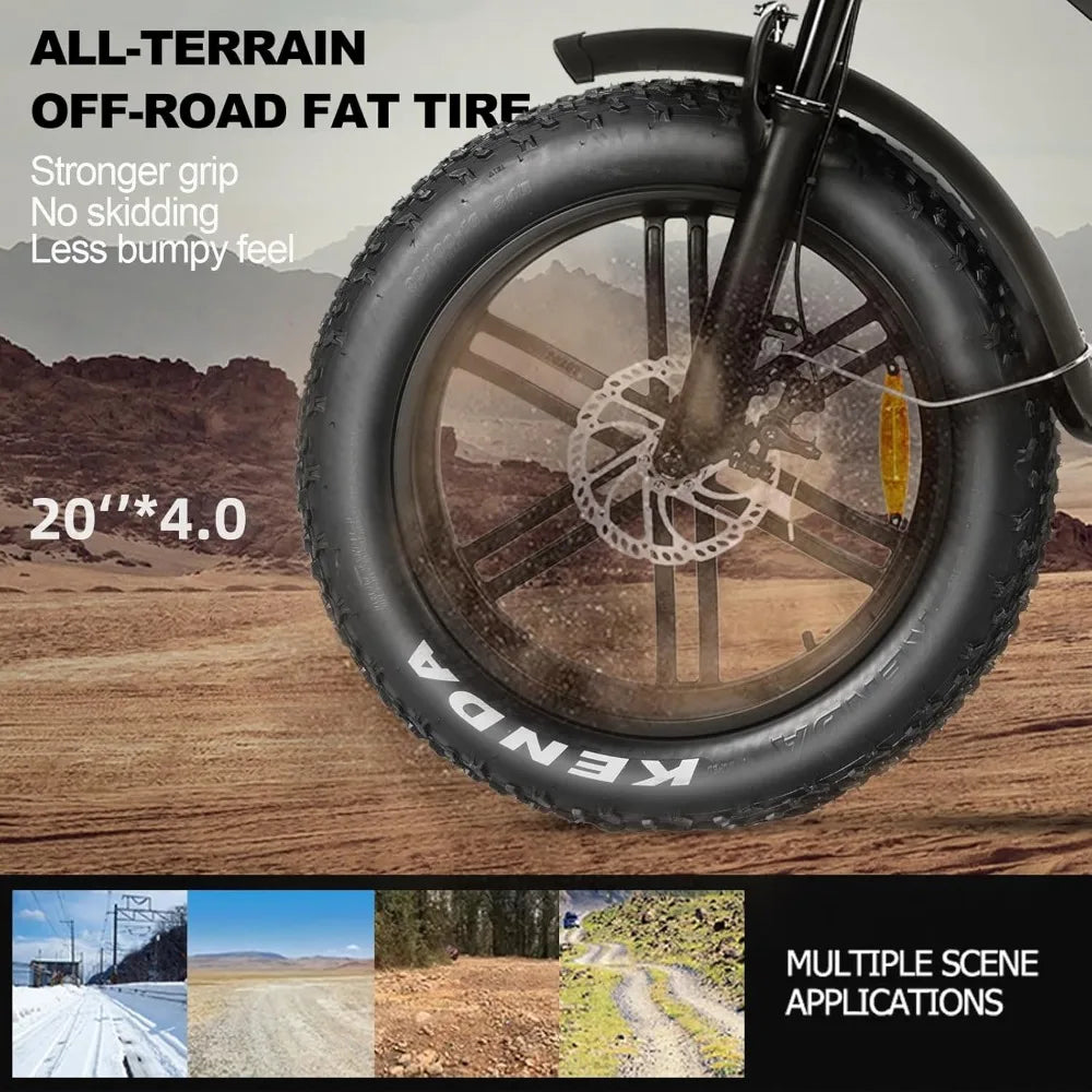 Electric Bike,48V15.6ah/18.2ah/ (874Wh) Larger Battery, 20'' Fat Tire Electric Bike for Adults