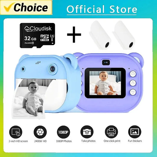 Digital Camera Instant Print for Kids Thermal Print Camera Instant Photo Printing Memory Card
